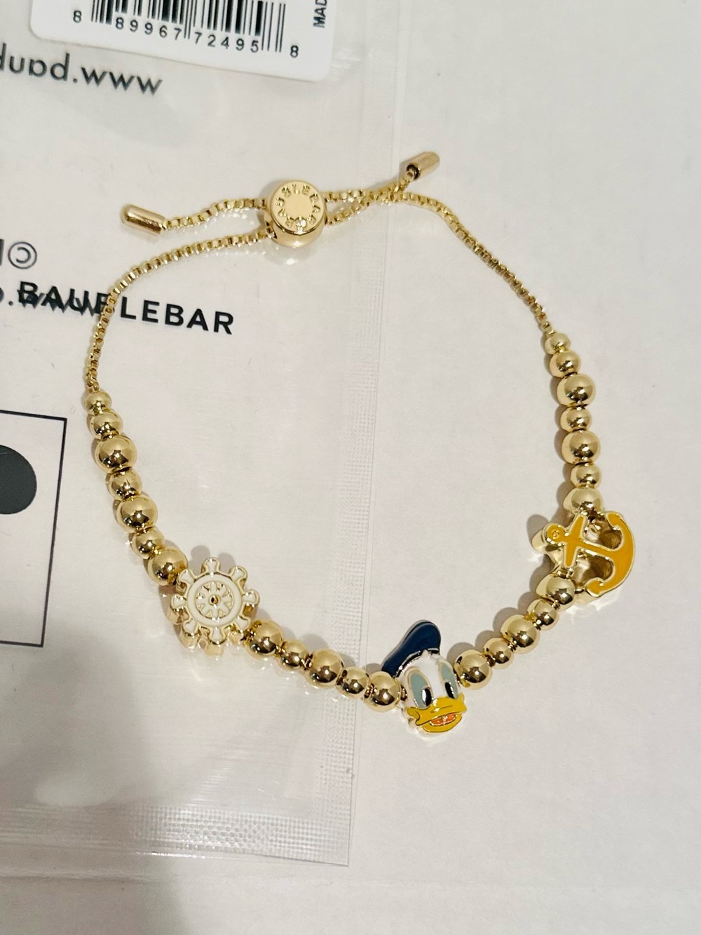 Baublebar NWT Disney Donald Duck Pisa Charm Bracelet